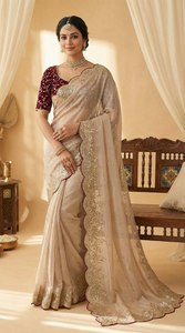 Sari Imperial C-Pallu Sequence, Sari de Chifón Bordado, Sari de Chifón Shimmer Bloom Fandy, Sari Royal Sparkle Fandy - Product Image 1