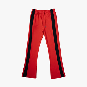 2026 New Design <b>Men</b> Casual Mid Waist Flare <b>Trouser</b> Lightweight Canvas Quick Dry Striped <b>Drawstring</b> Closure Lace Decoration High - Product Image 1