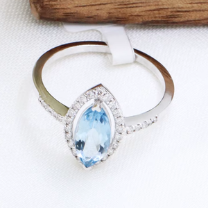 Precious Natural Aquamarine Diamond IGI Certified Brilliant Cut Womens <b>Ring</b> 18k Yellow Gold Prong Setting Classic Style Handmade - Product Image 6