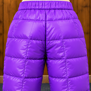 Women's Streetwear Elastic Waist Full Length Padded Style Quilted Puffer <b>Trousers</b> Casual Winter Wear Loose Fit <b>Harem</b> Style - Product Image 5
