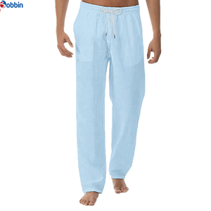 Top Trending Men's Simple Fashion Solid Color Casual Cotton Linen <b>Trousers</b> Low Moq Custom Own Logo Design Lightweight Pants - Product Image 4