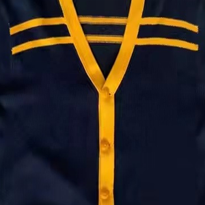 Men's <b>Navy</b> Blue Knitted <b>Cardigan</b> Full Sleeve Button Closure V-Neck Solid Color Autumn Style Regular Fit - Product Image 3