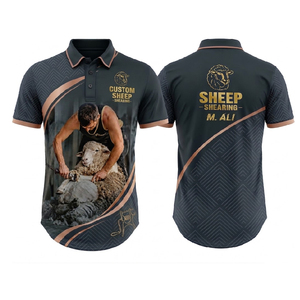 Chemise Polo Personnalisée à Queue Longue pour Équipage de Tonte de Moutons, Sublimée, Respirante, Séchage Rapide, Vêtement de Travail Durable, Logo Personnalisé OEM ODM - Product Image 1