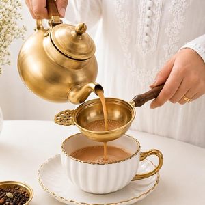 Loose Leaf <b>Tea</b> Strainer Fine Mesh Reusable <b>Tea</b> Brewing Filter Brass <b>Tea</b> Strainer with Handle for Home and Hospitality - Product Image 2