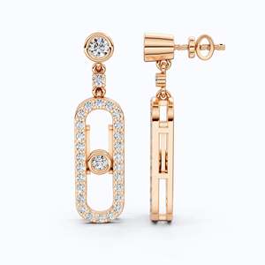 Pendientes Colgantes de Oro Blanco de 10K con Eslabones Ovalados y Diamantes Cultivados en Laboratorio, Certificados por IGI, Diseño de Marco Abierto, Joyería Fina para Fiesta - Product Image 3