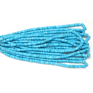 Magnifiques perles Heishi en turquoise facettée en forme de pneu, 5-7 mm, qualité supérieure AAA, turquoise facettée en forme de roue, pierres précieuses en gros - Product Image 4