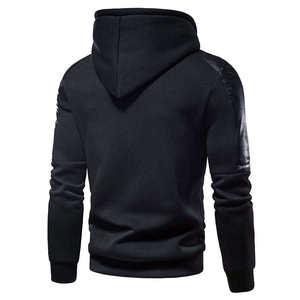 Ensemble survêtement décontracté pour homme, sweat à capuche noir et pantalon cargo, manches longues, couleur unie, poches latérales, respirant, poids moyen, hiver, 100% coton - Product Image 3