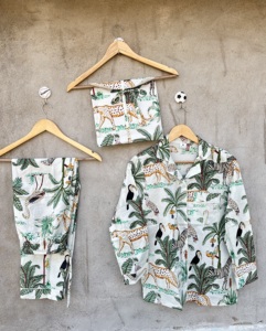 Conjunto de Pijama de 3 Piezas para Mujer, Estampado Animal Safari, Ecológico, 100% Algodón, Ropa de Dormir con Estampado de Leopardo y Cebra - Product Image 2