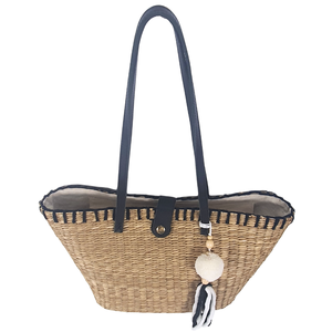 Handwoven Seagrass Tote <b>Bag</b> with Floral Applique, Rectangular <b>Woven</b> Straw Handbag for Beach & Home Decor - Product Image 4