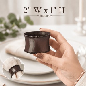 Anneaux de serviette rétro marron, 2x1 pouce, ronds, pour la décoration de table de mariage ou de dîner - Product Image 1