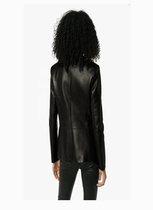 Women's Black Genuine Leather Moto Jacket Full Sleeve <b>Zipper</b> Closure Stand Collar Autumn Style - Product Image 5