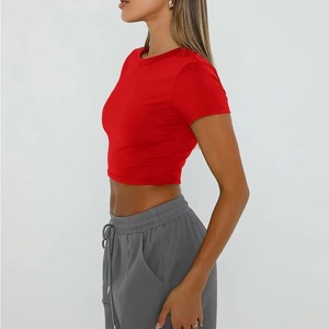 Next <b>Level</b> Women's Crop Tops Baby Tee Solid Short Sleeve Cotton T-Shirts Tops Casual Street Wear Woman Tops Baby Tee for Women - Product Image 3