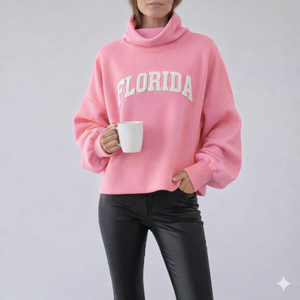 Women Breathable Anti-shrink Autumn/Winter Loose Fit Mockneck Fleece <b>Sweatshirt</b> Oversize Casual <b>Long</b> Sleeve Fashion Wear - Product Image 4