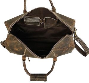 Sac de voyage unisexe en cuir véritable avec bandoulière réglable, grande capacité, style vintage, fermeture éclair - Product Image 5