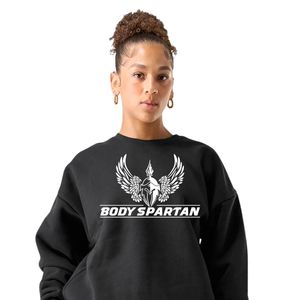 Sweat-shirt à col rond noir pour femme, manches longues, en molleton, décontracté, pour la gym, l'entraînement, vêtements de sport, doux et confortable - Product Image 3