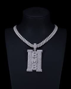 Pendentif Lettre Personnalisé en Argent Sterling 925 Plaqué Rhodium avec Moissanite, Breloque Hip Hop Iced Out, Collier Unisexe, Bijou de Fête - Product Image 2