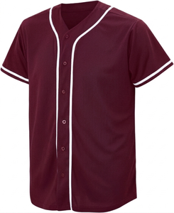 Camiseta de béisbol color granate personalizada para hombre, uniforme de equipo con botones, ropa deportiva transpirable de poliéster para hombre - Product Image 1