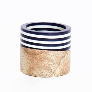 Round Wooden Napkin Ring With <b>Navy</b> Blue And White Stripes Modern Table <b>Accessory</b> For Party Home Hotel Wedding - Product Image 1
