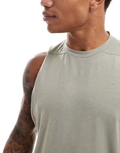 Breathable Quick Dry Knitted Sports Casual 100% Cotton Plain Dyed Custom Logo No Brand Blank <b>White</b> <b>Men</b> Ribbed Workout Tank Top - Product Image 4