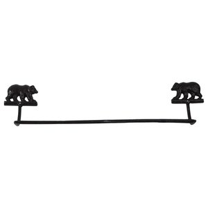 Toallero individual victoriano de metal negro montado en la pared con placas traseras de roseta floral para el hogar, hoteles, accesorio de baño - Product Image 2
