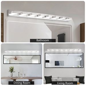 Modern Chrome LED <b>Vanity</b> <b>Light</b> Sleek Minimalist 8-<b>Light</b> Wall Sconce Energy Efficient Easy to Install Bathroom <b>Mirror</b> - Product Image 5