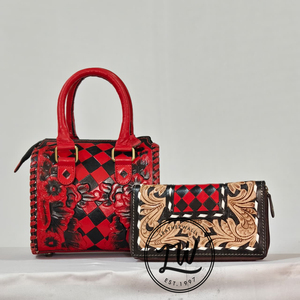 Women's Genuine Tooled Leather Purse And Tote <b>Bag</b> Set Comfort <b>Shoulder</b> <b>Strap</b> Handmade Tooled Western-Style Fashionable <b>Bags</b> - Product Image 1