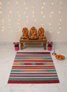 พรมปูพื้นทอผ้าฝ้ายลายดอกไม้ทันสมัย ขายส่ง ไม่ลื่น ทำมือ ซักได้ ผ้ารองหลังแบบกลับด้านได้ สำหรับใช้ในบ้าน ออกกำลังกาย และเดินทาง - Product Image 3