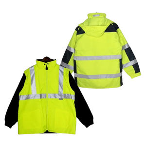 Sweat à capuche léger bicolore jaune fluorescent et noir, classe 2, pour services nocturnes, fournisseur en gros d'équipements de sécurité, vêtements de travail réfléchissants - Product Image 6