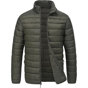 Veste matelassée d'hiver de qualité supérieure unisexe, veste à capuche brillante matelassée avec col montant, 100% nylon, imperméable et coupe-vent - Product Image 1