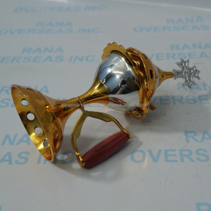 Incensario de Latón Premium con Tapa Decorativa en Forma de Cruz y Agarre de Madera para Uso en Altar de Iglesia y Rituales Espirituales - Product Image 6
