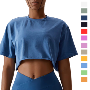 <b>Mint</b> <b>Green</b> Crop <b>Top</b> Short Sleeve O-Neck Knitted Spandex Polyester Sporty Fit Women's Activewear Set - Product Image 5