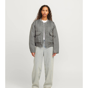 <b>Women</b> <b>Bomber</b> <b>Jacket</b> Fashion Zip Up Outerwear With Ribbed Cuffs Smooth Finish And Practical Pockets For Casual - Product Image 5