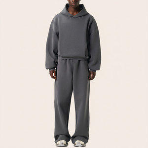 <b>Men's</b> Winter Hooded <b>Pullover</b> Tracksuit Solid Color Heavyweight 450g Cotton Fleece Running Jogging <b>Men</b> Athletic Sports Tracksuit - Product Image 3