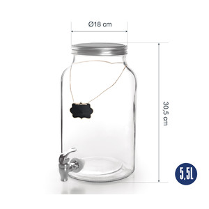 Caraffa in vetro con rubinetto da 2 galloni, contenitore per servire bevande, acqua o succo di frutta - Product Image 2