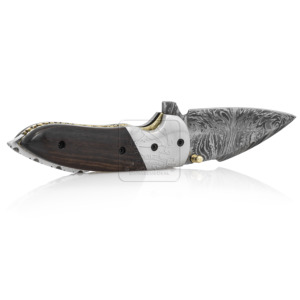 Wholesale Exotic Damascus Steel Folding Pocket Knife DD-FK-879 Handmade Iron Wood Handle EDC Camping Outdoor Knife - Product Image 6