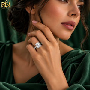 แหวนเพชรทรงรัศมี Radiant Cut เพชรเลี้ยงในห้องปฏิบัติการ 2 กะรัต ประดับเพชรแบบ Pave Band ทองคำแท้ สี DEF 9K/14K/18K แหวนหมั้นสุดหรูสำหรับทุกเพศ - Product Image 3