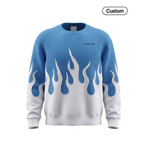 เสื้อสเวตเชิ้ตคอกลมลายเปลวไฟสีเงินสำหรับผู้ชายแบบสั่งทำพิเศษ - พิมพ์ดิจิทัล ODM ตามแบบที่กำหนด - Product Image 2