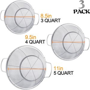 Set di 3 Colini in Acciaio Inox 18/8 (5-Quart, 4-Quart, 3-Quart) con Rete per Scolatura Efficiente - Product Image 4