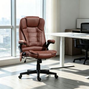 Sedia da Ufficio Contemporanea e Confortevole, Regolabile con Funzione Massaggio, in Alluminio e Rete, con Poggiatesta Pratico - Product Image 1