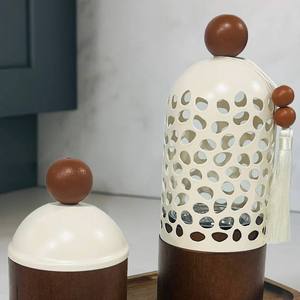 Moderno Juego de Quemadores de Incienso de Madera y Metal con Diseño Calado, Torre de Bakhoor con Tarro de Adornos con Tapa y Bandeja de Servicio, Decoración para el Hogar - Product Image 2