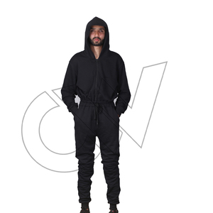 Chándal con Capucha Negro Sólido para Hombre, Diseño de Última Moda, Cierre Frontal Completo, Ropa Casual con Bolsillos Laterales, Corte Regular, Otoño - Product Image 2