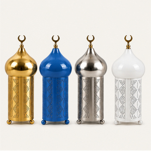 Centro de Mesa Islámico Moderno para Decoración de Ramadán, Minarete Metálico con Tapa de Domo de Mezquita, Diseño Hueco, para Eid Mubarak - Product Image 5