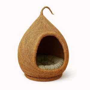 Nichoir pour oiseaux en fibre de coco écologique, structure en fil d'acier, surface thermolaquée |   Cage extérieure durable et éco-responsable - Product Image 1