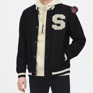 Vente en gros de derniers modèles personnalisés Veste universitaire Lettermen à manches longues pour hommes Vêtements unis vierges pour hommes imperméables - Product Image 1