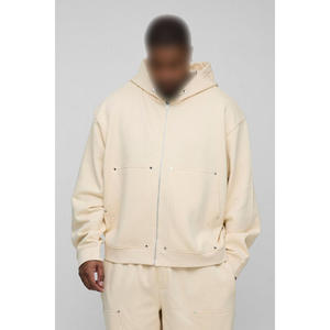 Survêtement ample à cordon de serrage 320g pour homme, grande taille, en molleton épais d'hiver, avec sweat à capuche à épaules tombantes et pantalon de survêtement, style sportswear urbain 100% - Product Image 5