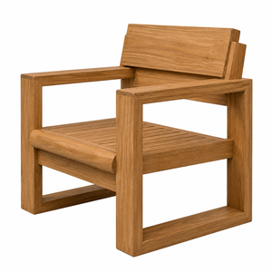 Modern Luxury Solid Teak Outdoor Patio Garden Chair with <b>Floating</b> Backrest and Oversized Square <b>Frame</b> Waterproof - Product Image 2