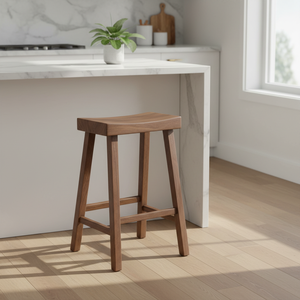 Taburete Alto de Barra, Redondo, de Madera de Caucho Sólida, Moderno, Minimalista, Mueble para el Hogar, Duradero y Ligero - Product Image 4