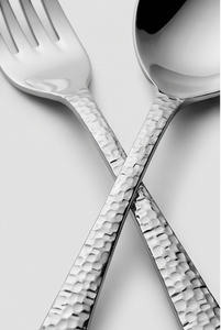 Ensemble de couverts modernes en acier inoxydable avec poignée texturée, finition miroir haute brillance, compatible lave-vaisselle, pour mariage - Product Image 3