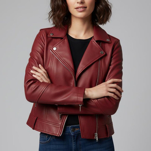 Veste en cuir pour femme, style moto, chaude, douce et confortable, idéale pour les saisons froides et le style de vie. - Product Image 5