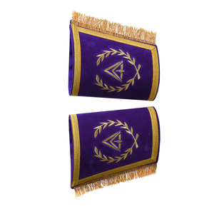 Manchettes de regalia maçonniques brodées à la main en tissu personnalisé, avec épingle de sûreté magnétique écologique - Product Image 5